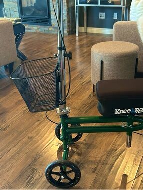 KneeRover Knee Scooter in Metallic Forest Green with Black Mesh Basket